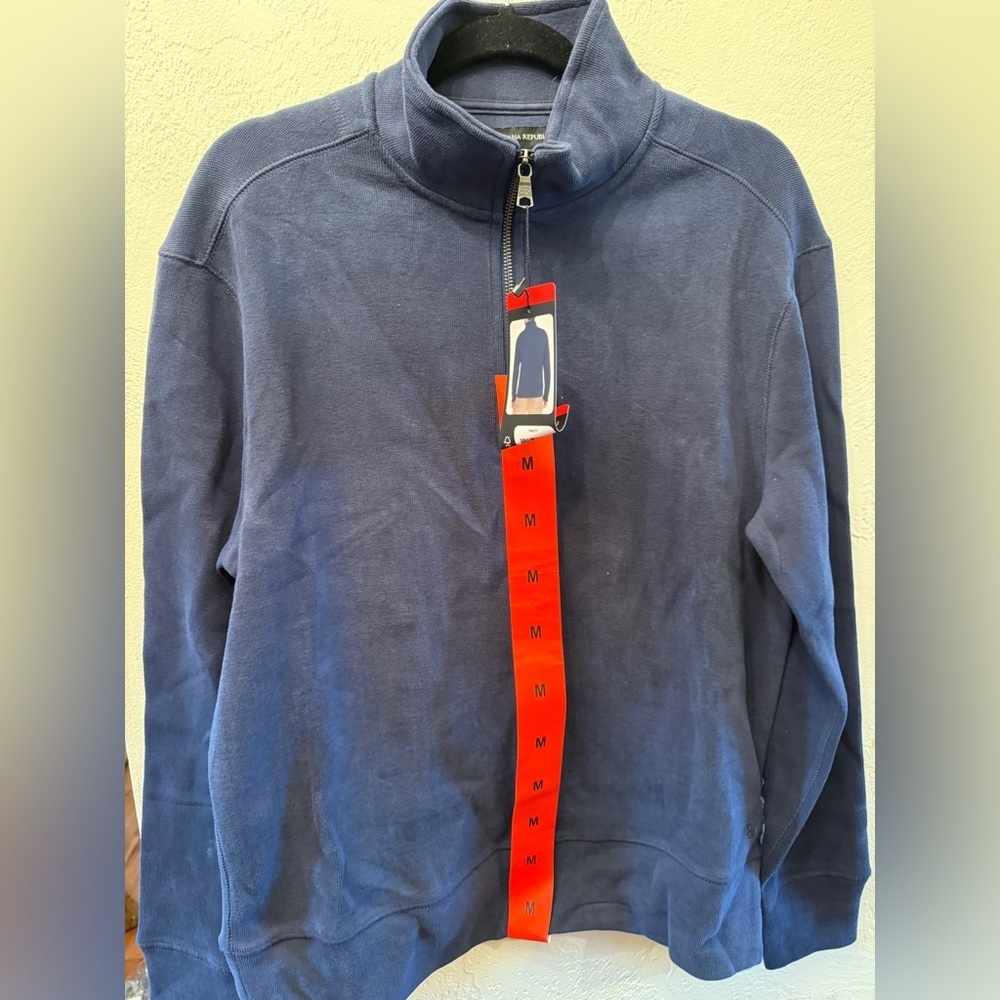 Banana Republic Men's Navy Quarter-Zip Sweater Sz M New Long Sleeves